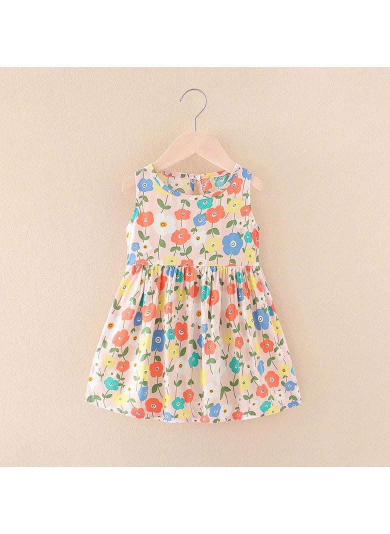 Girls' Cool Cotton Silk Dress in Summer 1pcs