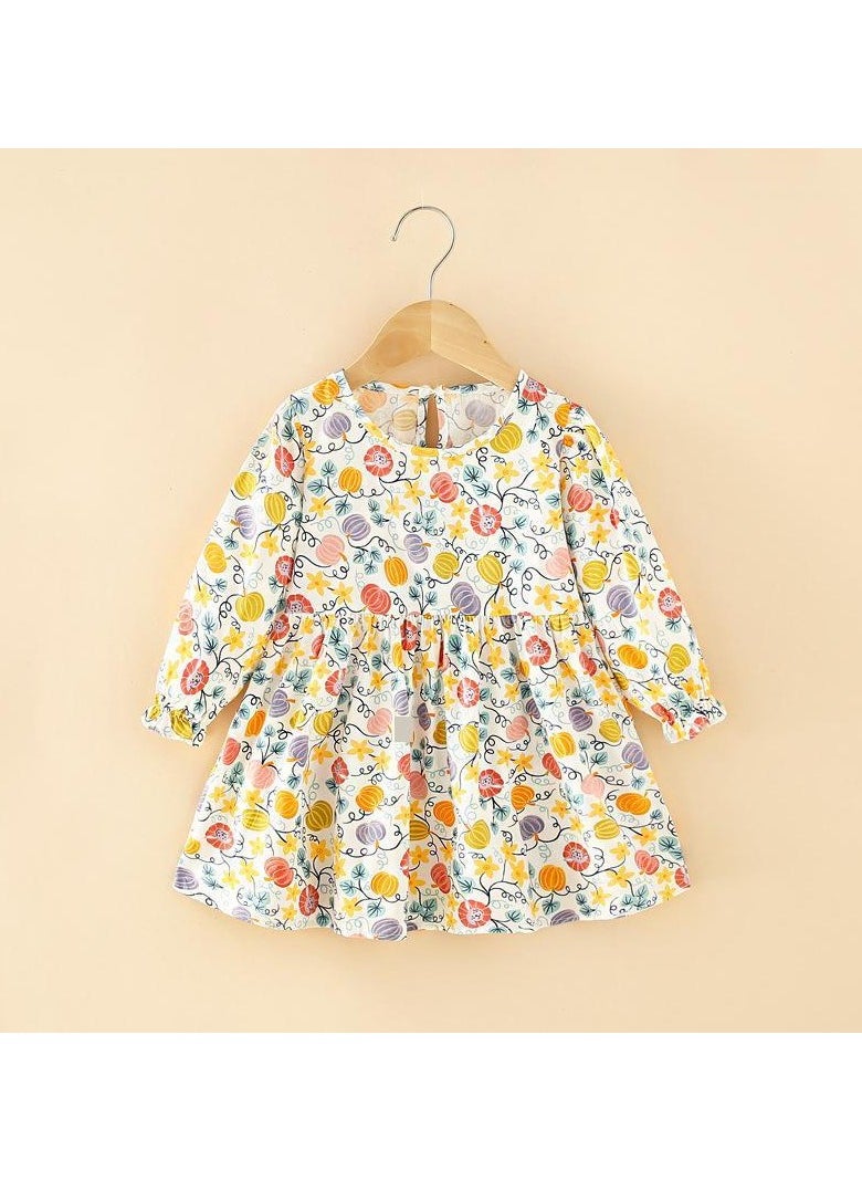 Girls' Simple Autumn Dress Elegant Princess Style Children's Dress