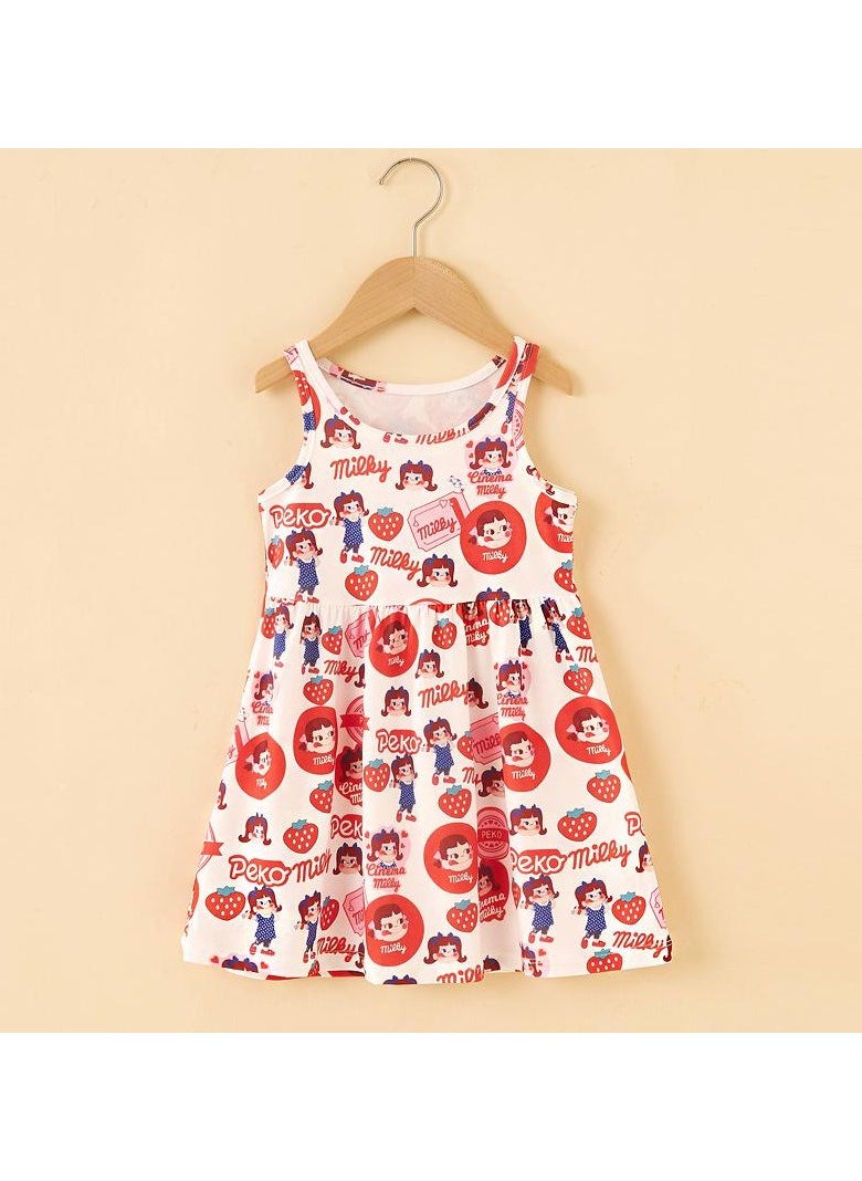 Summer Girls' Universal Printed A-line Dress 1PCS