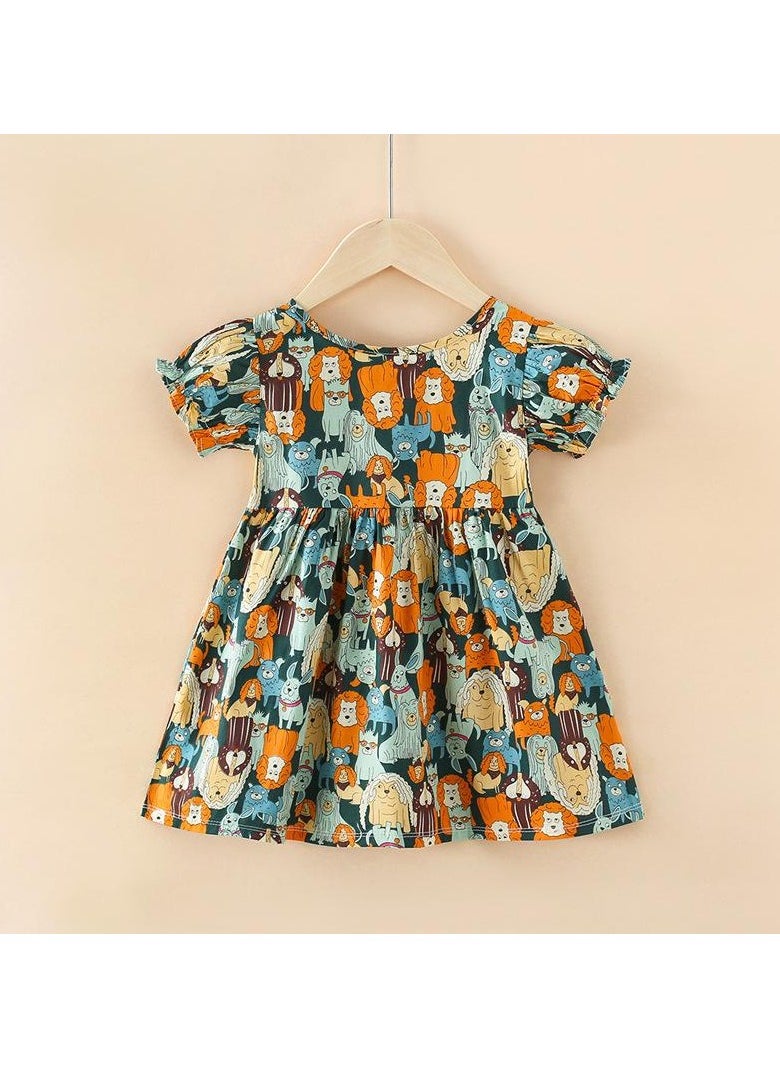 Spring and Autumn Toddler Girls' Floral Garden Cotton A-Line Dress