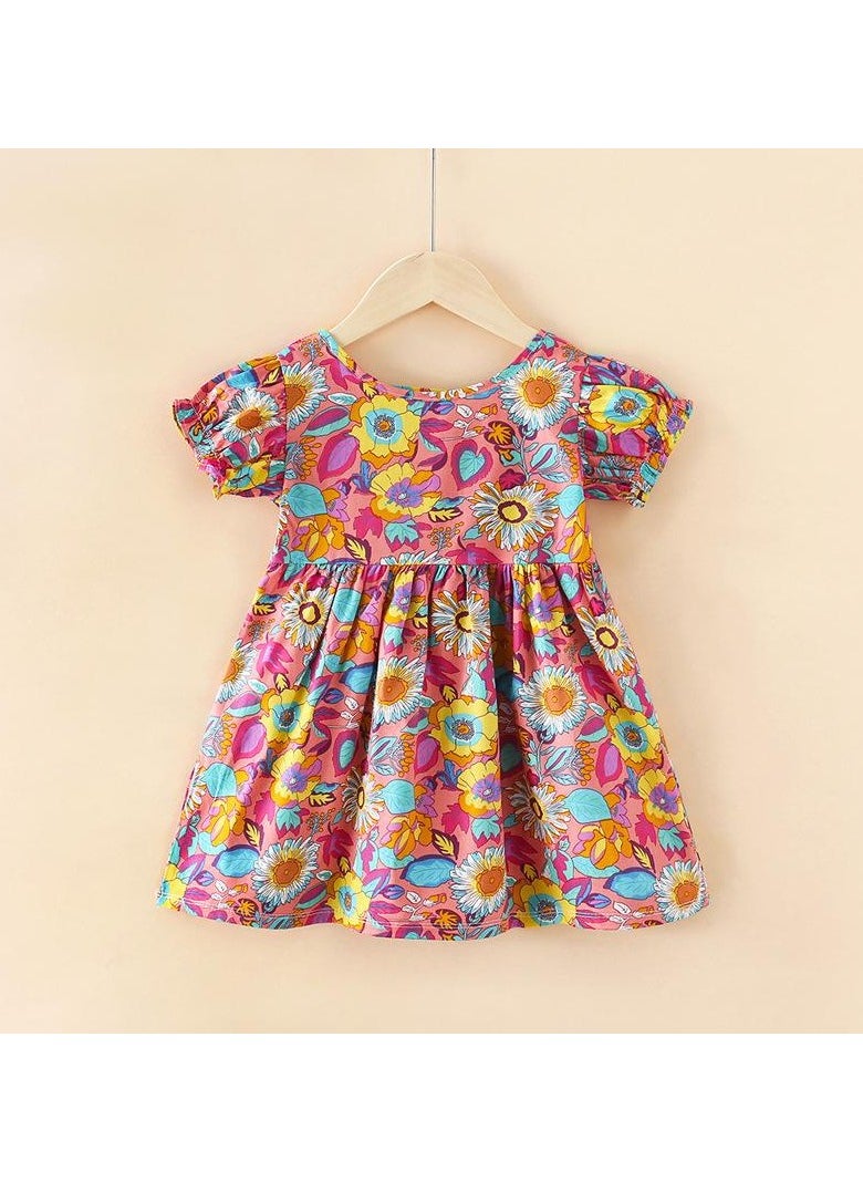Spring and Autumn Toddler Girls' Floral Garden Cotton A-Line Dress