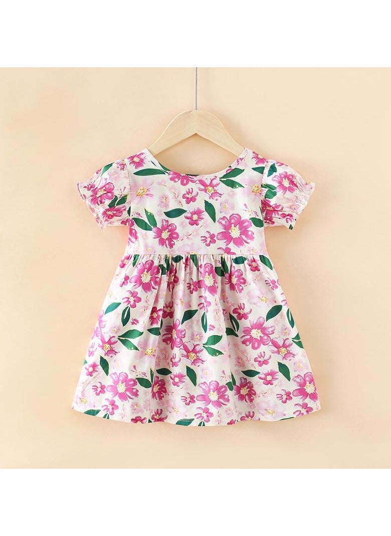 Spring and Autumn Toddler Girls' Floral Garden Cotton A-Line Dress