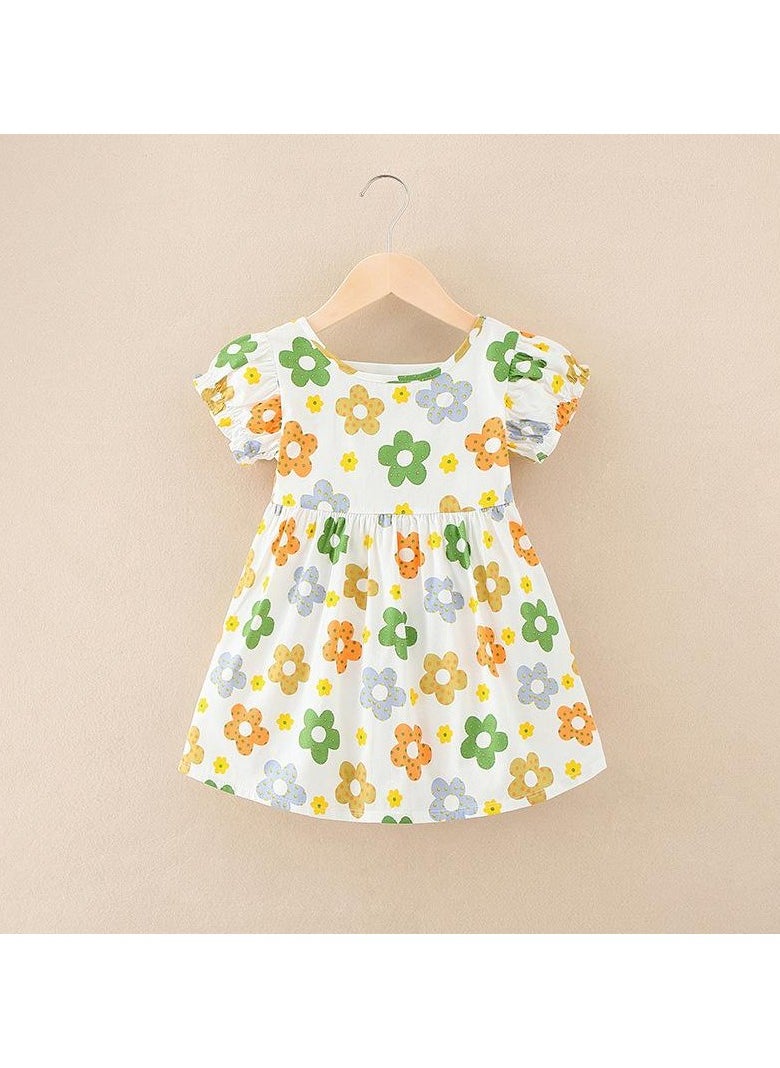 Spring and Autumn Toddler Girls' Floral Garden Cotton A-Line Dress