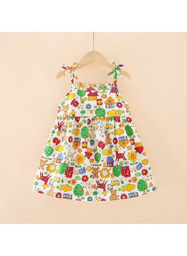 Girls Ins Style Princess Summer Collection Floral Print Strap Dress