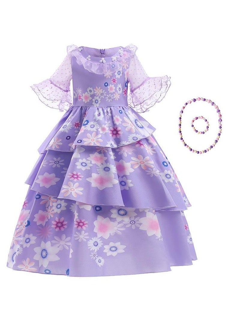 Children's Role Play Cosplay Costume Dress DJS54 skirt + Bracelet necklace Purple/White