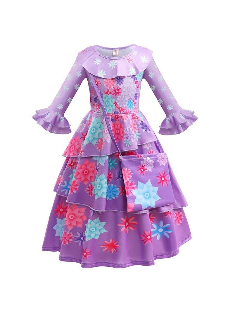 Children's Role Play Cosplay Costume Dress DJS53 Long sleeve skirt + bag Red/Purple