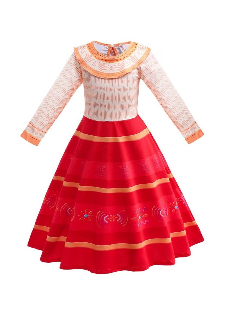 Children's Role Play Cosplay Costume Dress DJS51 regular long-sleeved skirt Red/White