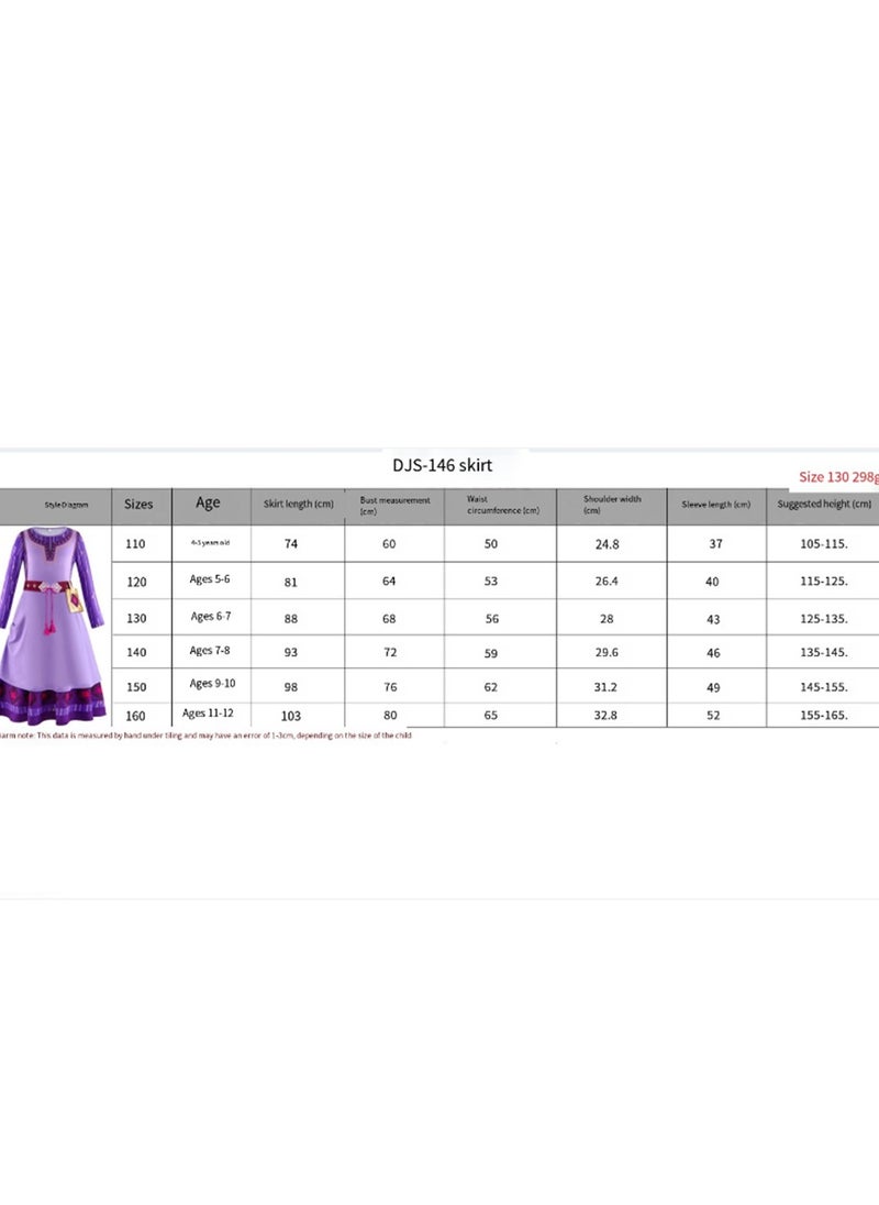 Asha  Long Sleeve Party Gown Princess Dress Asha dress + chain necklace + earrings Purple
