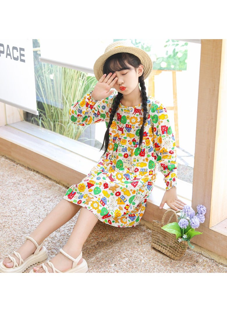 Girls' Simple Autumn Dress Elegant Princess Style Children's Dress
