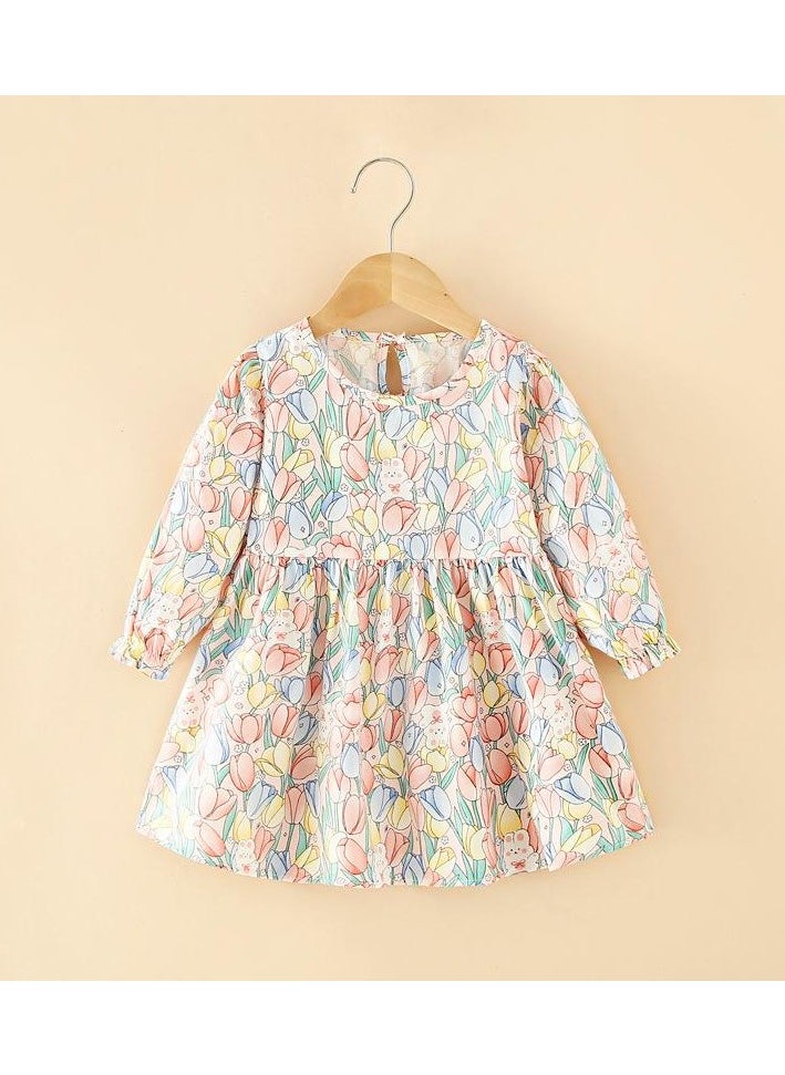 Girls' Simple Autumn Dress Elegant Princess Style Children's Dress
