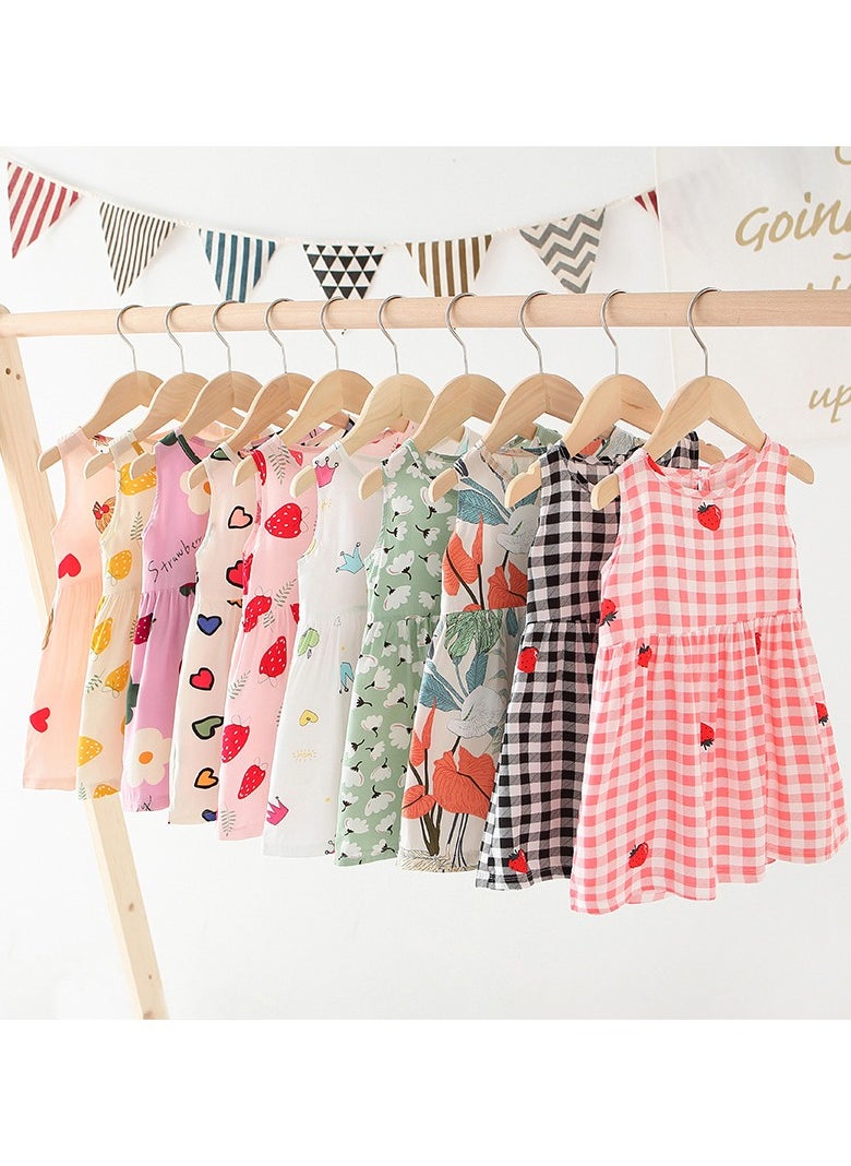 Girls' Cool Cotton Silk Dress in Summer 1pcs