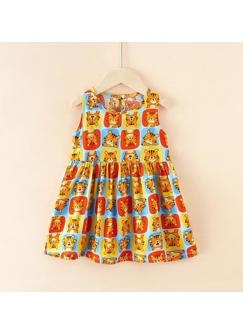 Girls' Cool Cotton Silk Dress in Summer 1pcs