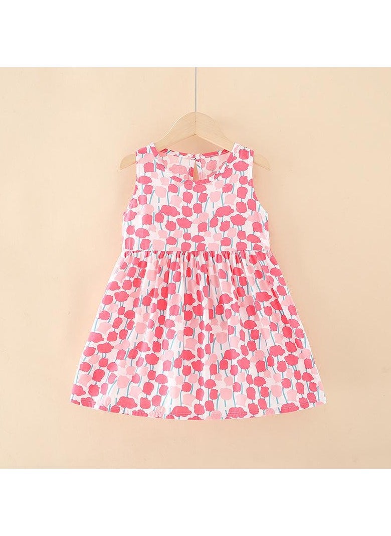 Girls' Cool Cotton Silk Dress in Summer 1pcs
