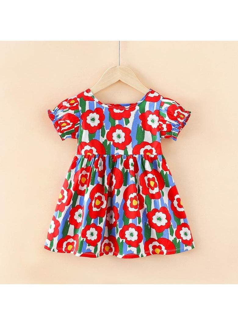 Spring and Autumn Toddler Girls' Floral Garden Cotton A-Line Dress