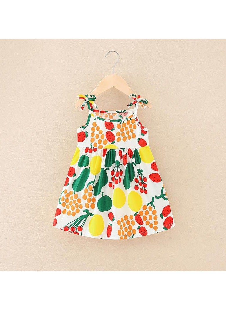 Girls Ins Style Princess Summer Collection Floral Print Strap Dress