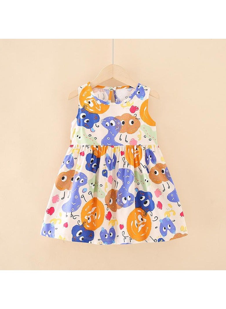 Summer Pure Cotton Girls' Printed Sleeveless Dress