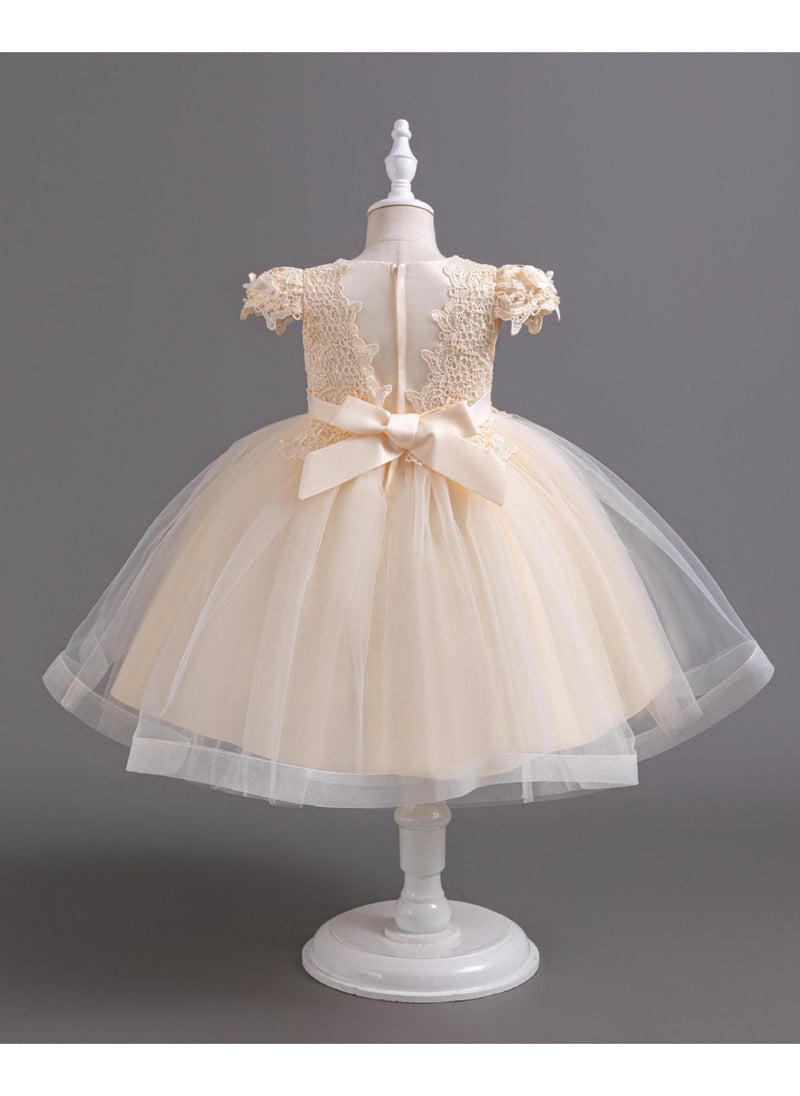 Summer Birthday Gown Pearl Flying Sleeve Children's Dress