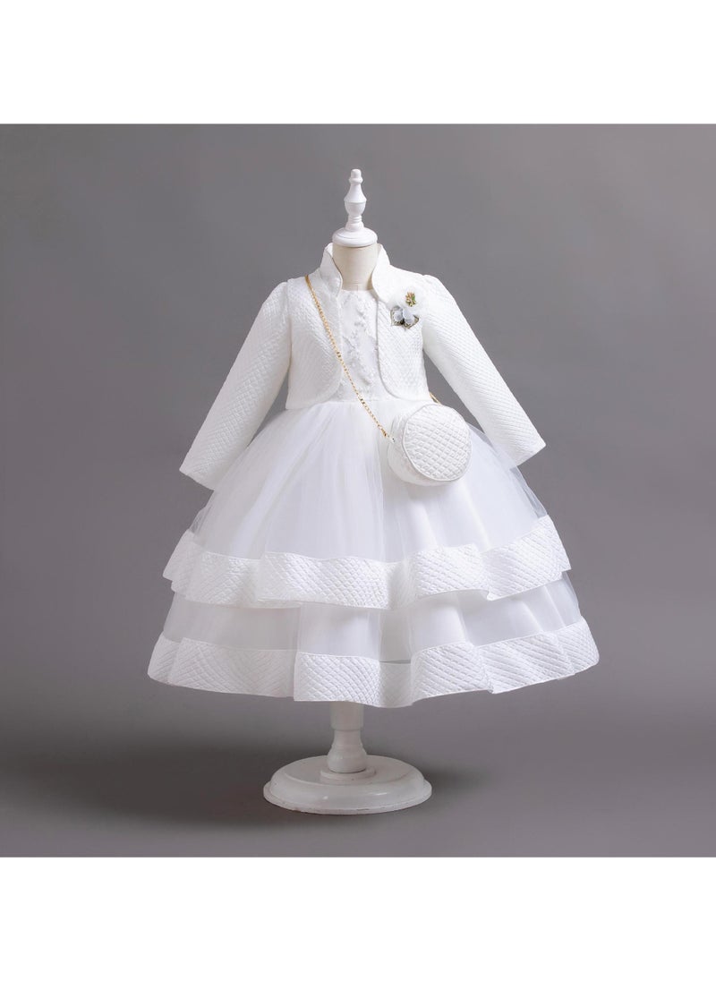Girls Elegant Long Sleeved Polyester Autumn And Winter Dress