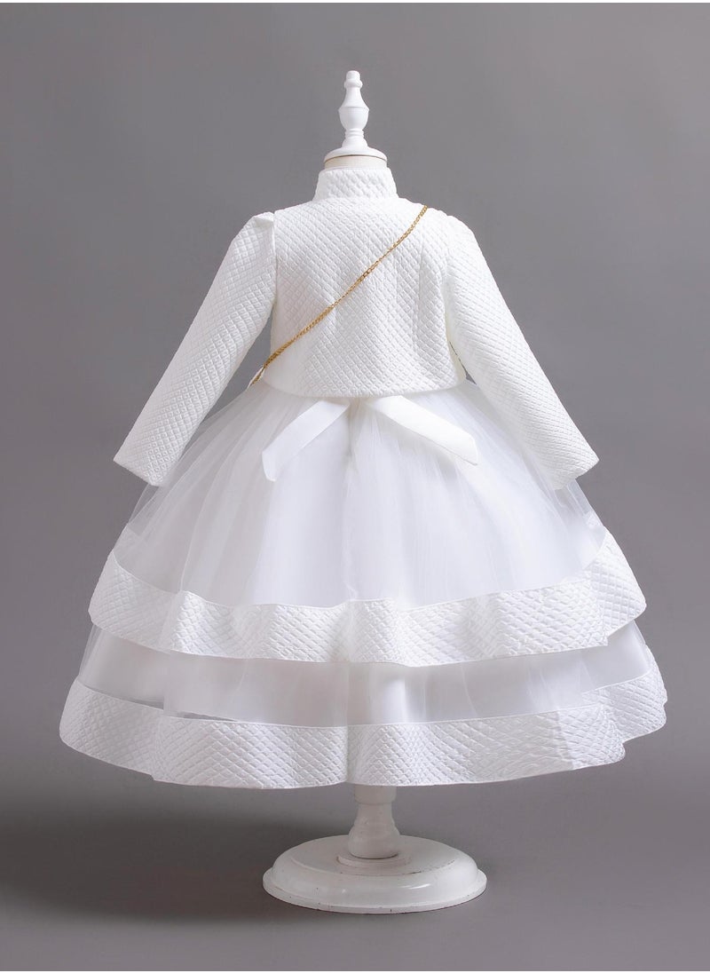 Girls Elegant Long Sleeved Polyester Autumn And Winter Dress
