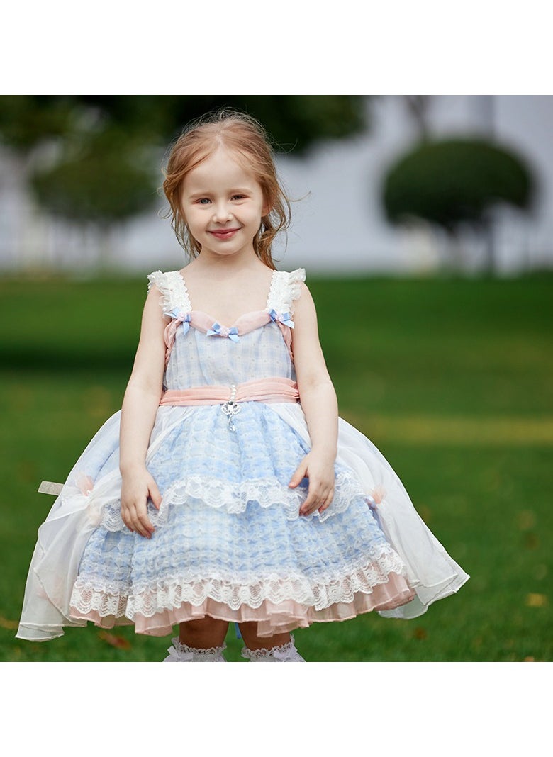Girl's  Lolita Fluffy Sleeveless Tank Top And Camisole Dress Blue/White/Pink