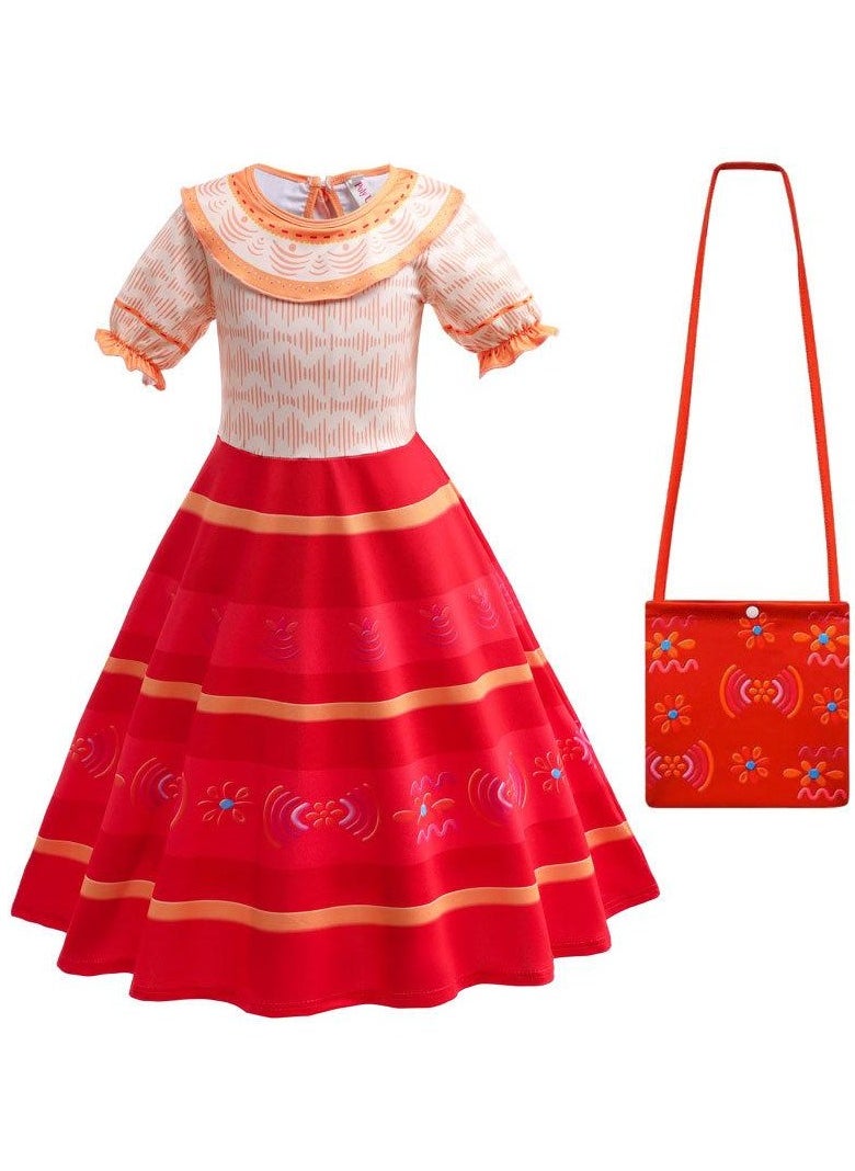 Children's Role Play Cosplay Costume Dress DJS51 dress + Bag Red/Yellow
