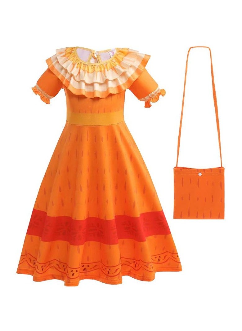 Children's Role Play Cosplay Costume Dress DJS59 dress + Bag Yellow/Red