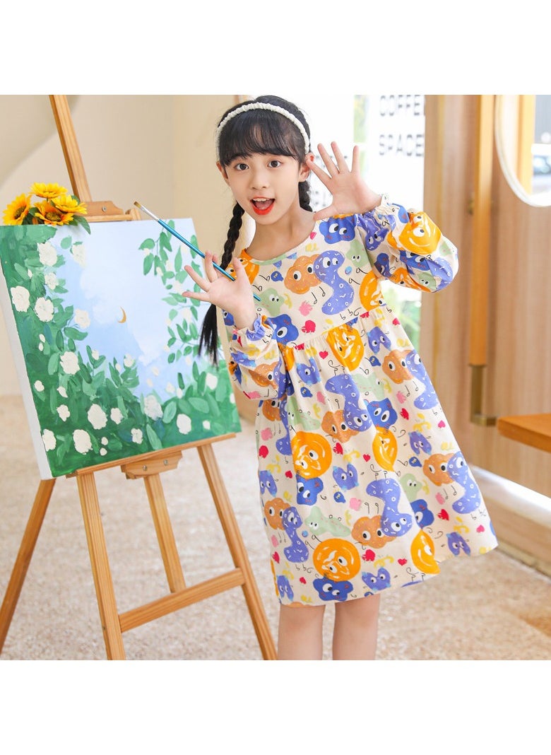 Girls' Simple Autumn Dress Elegant Princess Style Children's Dress