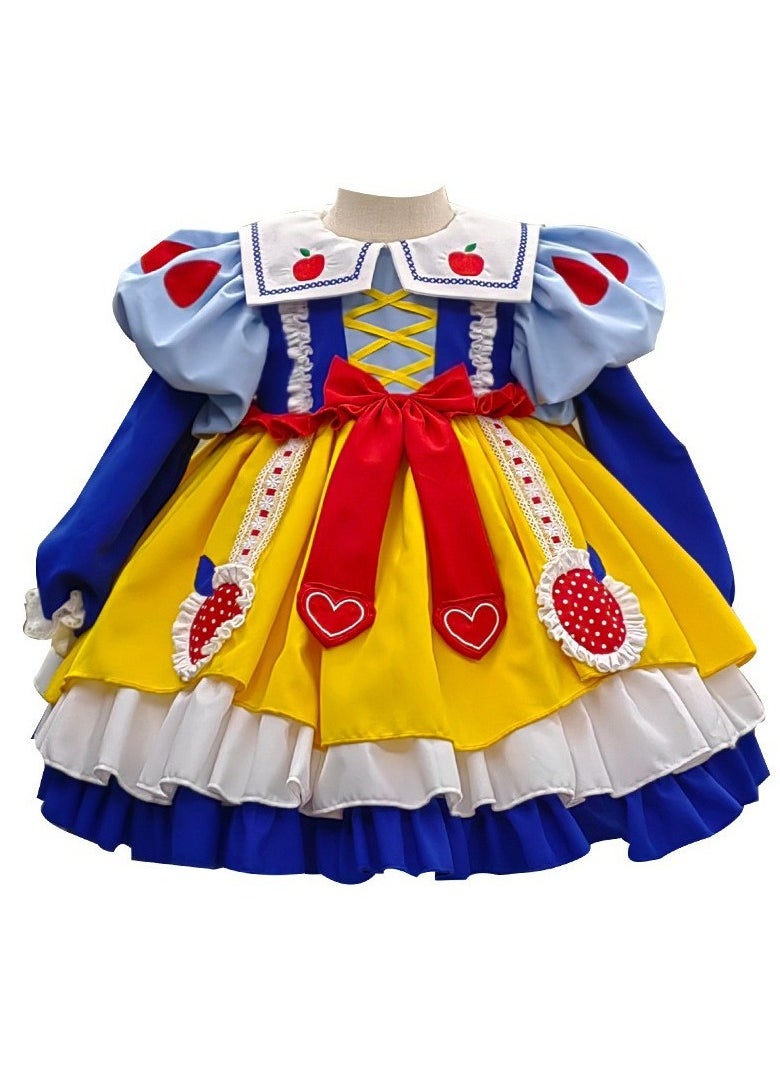 Girl's Lolita Fluffy Short Sleeve Dress Blue/White/Yellow