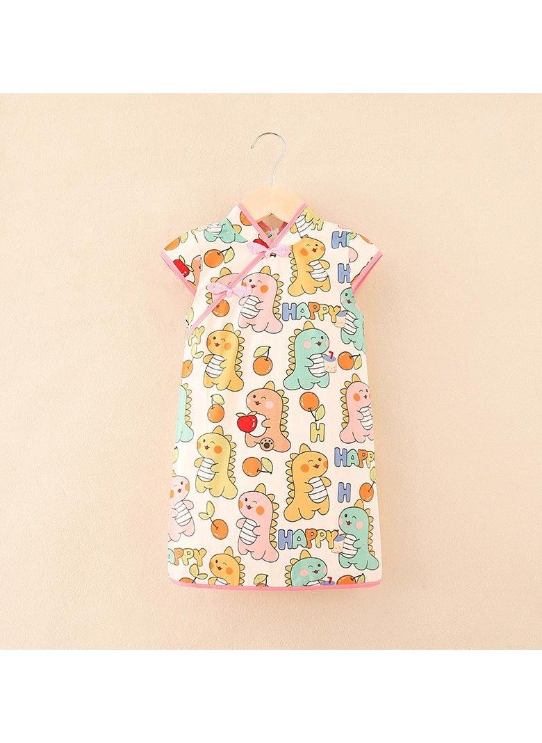 Tang Style Qipao Printed Cotton Girl's Dress