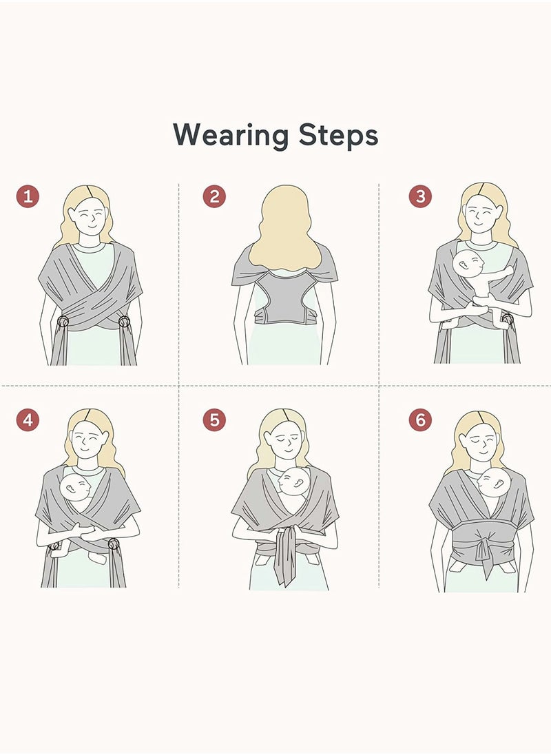 Baby Wrap Carrier, Easy to Wear Infant Carrier Slings, Lightweight Hands Free Baby Sling, Adjustable Baby Carriers for Newborn to Toddler