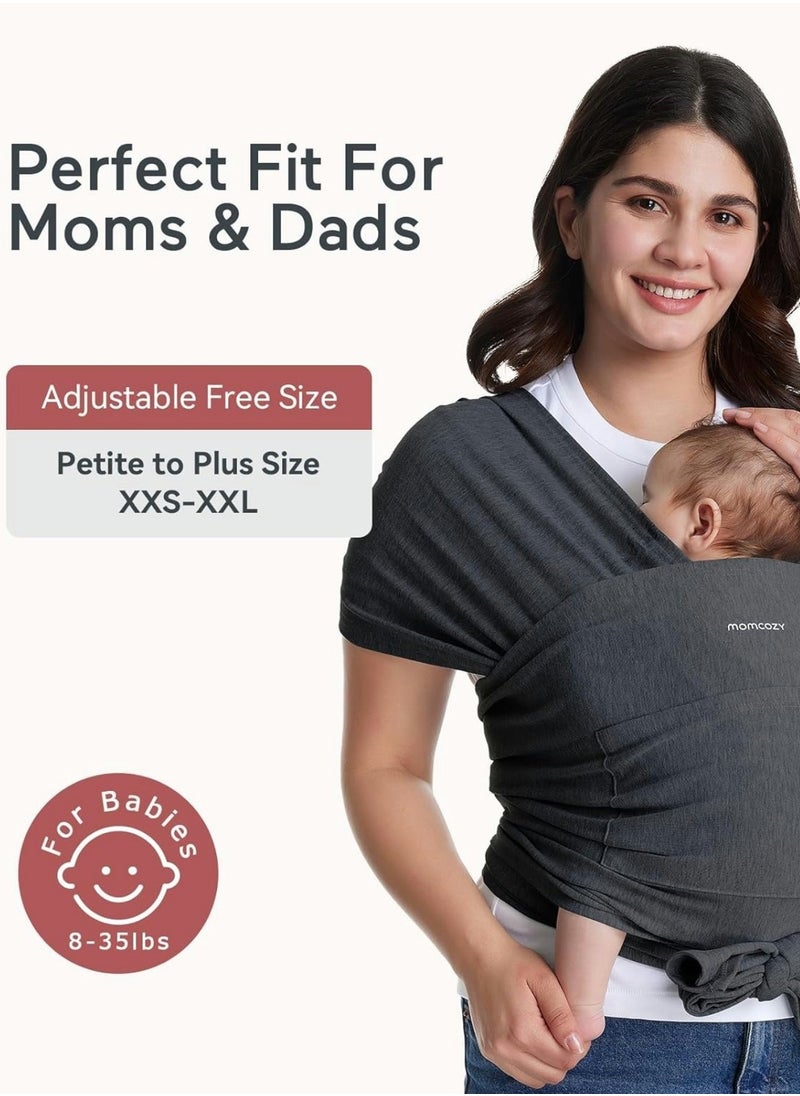 Baby Wrap Carrier, Easy to Wear Infant Carrier Slings, Lightweight Hands Free Baby Sling, Adjustable Baby Carriers for Newborn to Toddler