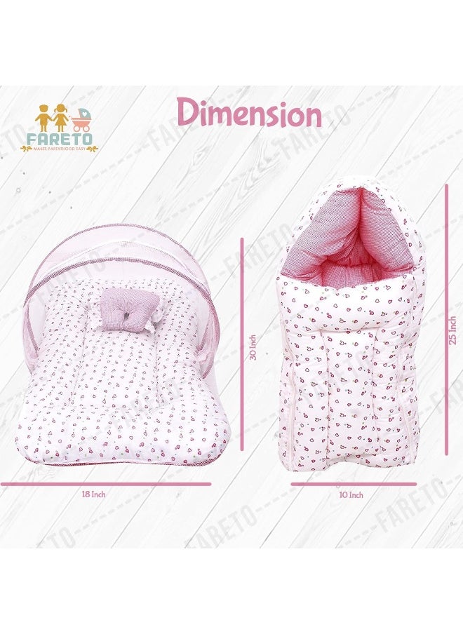 Fareto New Born Baby Gift Pack Combo of Baby Sleeping Bag & Mosquito Net Bed