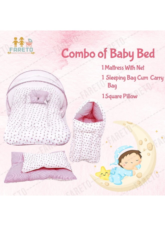 Fareto New Born Baby Gift Pack Combo of Baby Sleeping Bag & Mosquito Net Bed