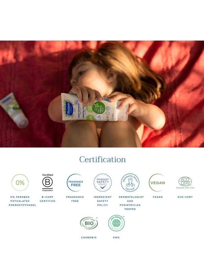 Mustela Certified Organic Hydrating Cream - Natural Body Lotion w/ Olive Oil, Aloe Vera & Sunflower Oil - For Baby, Kid & Adult - Fragrance Free, EWG Verified & Vegan 150ml