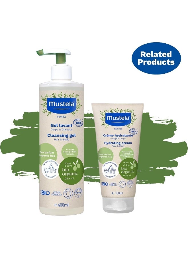 Mustela Bio Organic No-Rinse Fragrance-Free Baby Micellar Cleansing Water For Face And Body 400ml
