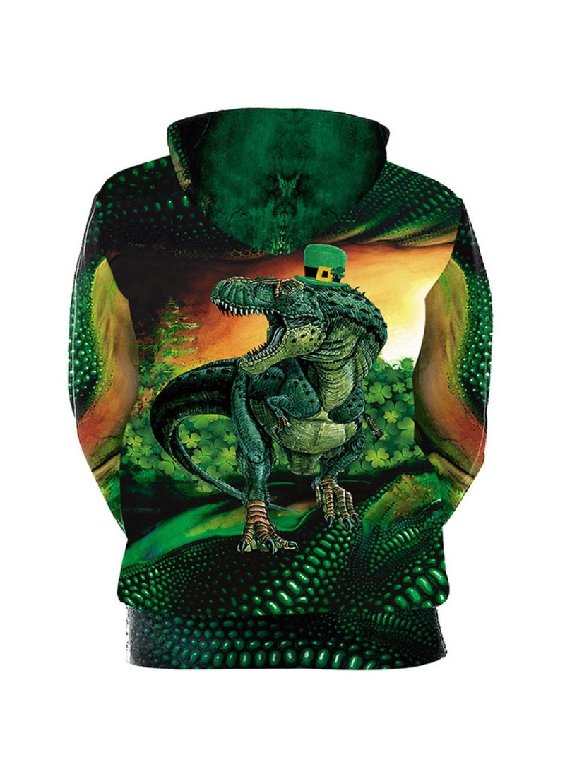 Animal Printed Green Hooded Hoodie