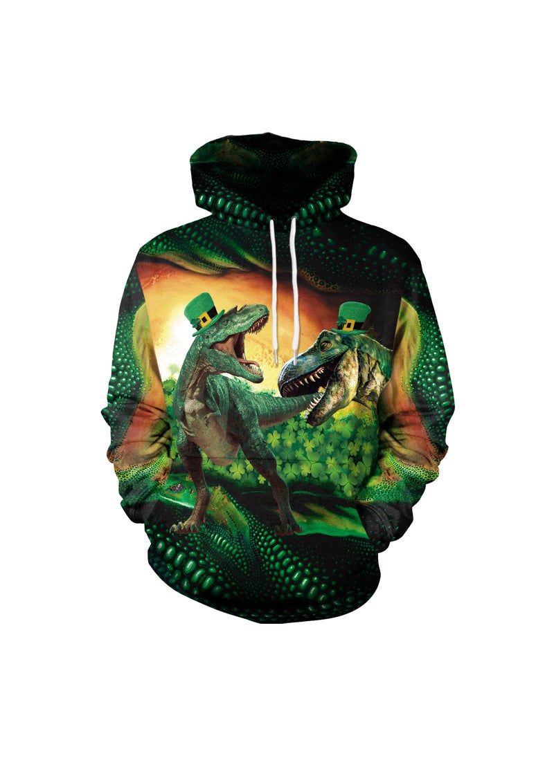 Animal Printed Green Hooded Hoodie