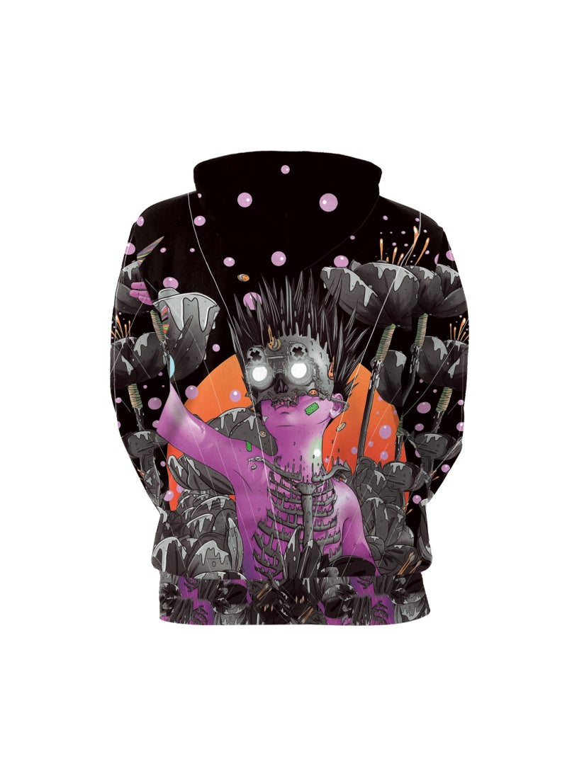 Digital Printed Pullover Long Sleeved Hoodie