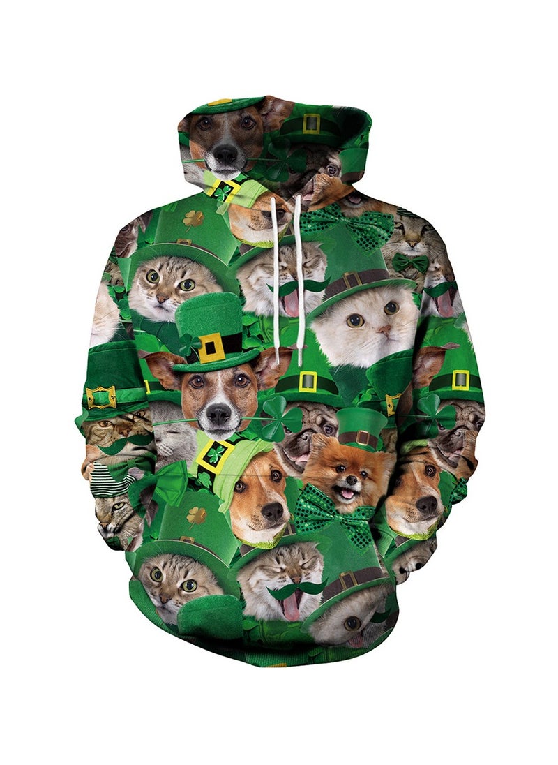 StPatrick's Day Green Hat Hooded Long Sleeve Sweater