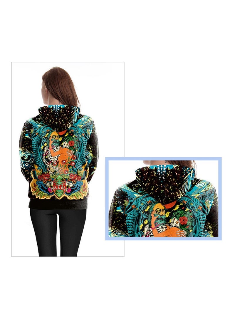 Single Piece Digital Printed Hooded Long Sleeved Sweater