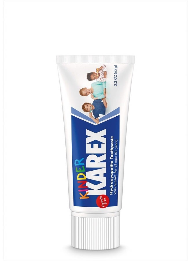 Kinder Karex Hydroxyapatite Kids Toddler Toothpaste 2.3 Ounce (Pack of 3), Fluoride Free, Safe If Accidentally Swallowed