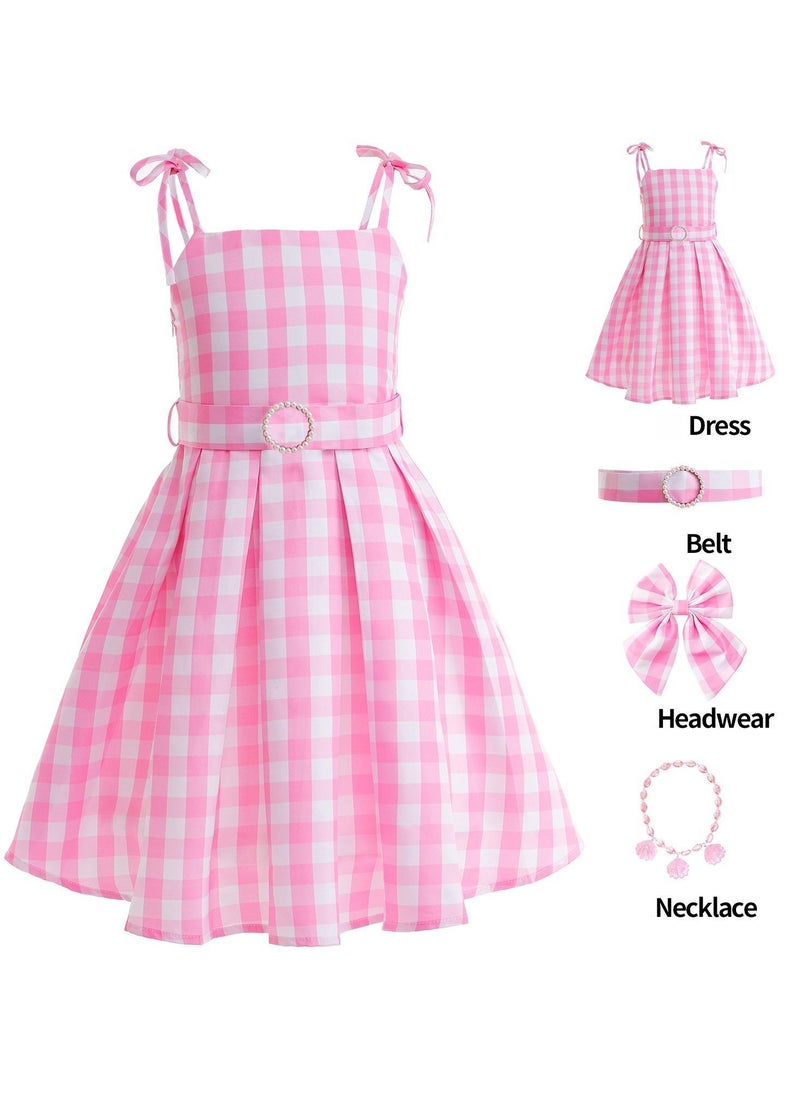 Barbie Dress For Children's Cosplay Clothing DJS121 Barbie dress + tiara + necklace Pink