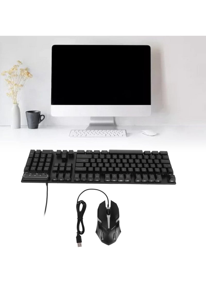 Keyboard and Mouse Combo, 104 Keys LED Backlit Mouse and Keyboard Set, Ergonomic Keyboard, Waterproof Keyboard Mouse Set for Work, Gaming