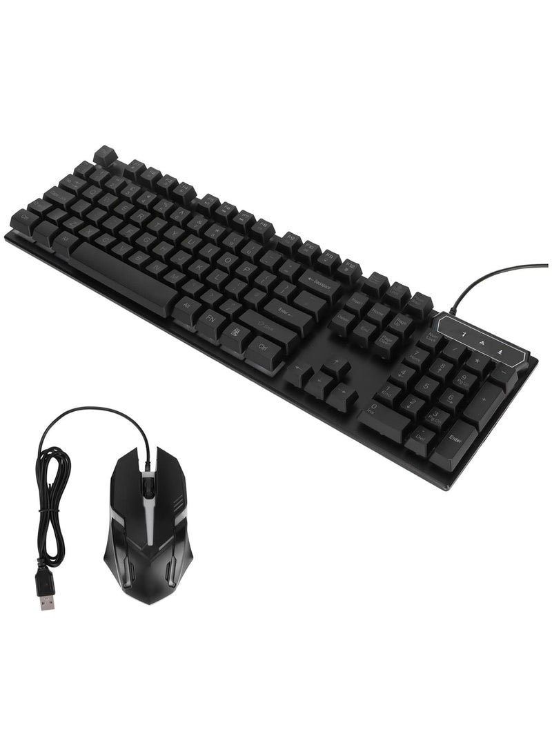 Keyboard and Mouse Combo, 104 Keys LED Backlit Mouse and Keyboard Set, Ergonomic Keyboard, Waterproof Keyboard Mouse Set for Work, Gaming