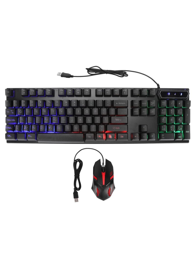 Keyboard and Mouse Combo, 104 Keys LED Backlit Mouse and Keyboard Set, Ergonomic Keyboard, Waterproof Keyboard Mouse Set for Work, Gaming