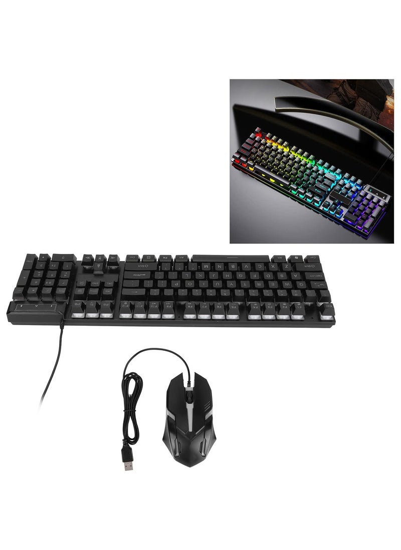 Keyboard and Mouse Combo, 104 Keys LED Backlit Mouse and Keyboard Set, Ergonomic Keyboard, Waterproof Keyboard Mouse Set for Work, Gaming