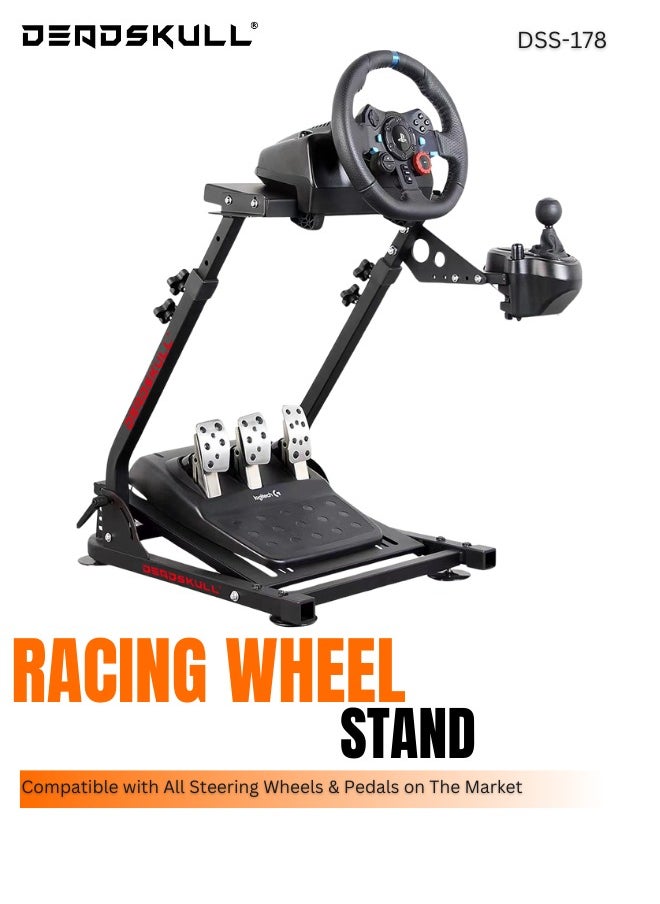 Adjustable Racing Steering Wheel Stand Compatible with All Steering Wheels & Pedals on The Market