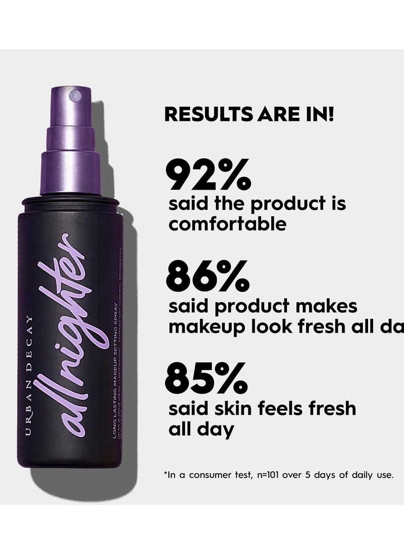 URBAN DECAY All Nighter Long-Lasting Makeup Setting Spray - Award-Winning Makeup Finishing Spray - Lasts Up To 16 Hours - Oil-Free, Microfine Mist - Non-Drying Formula for All Skin Types - 4.0 fl oz