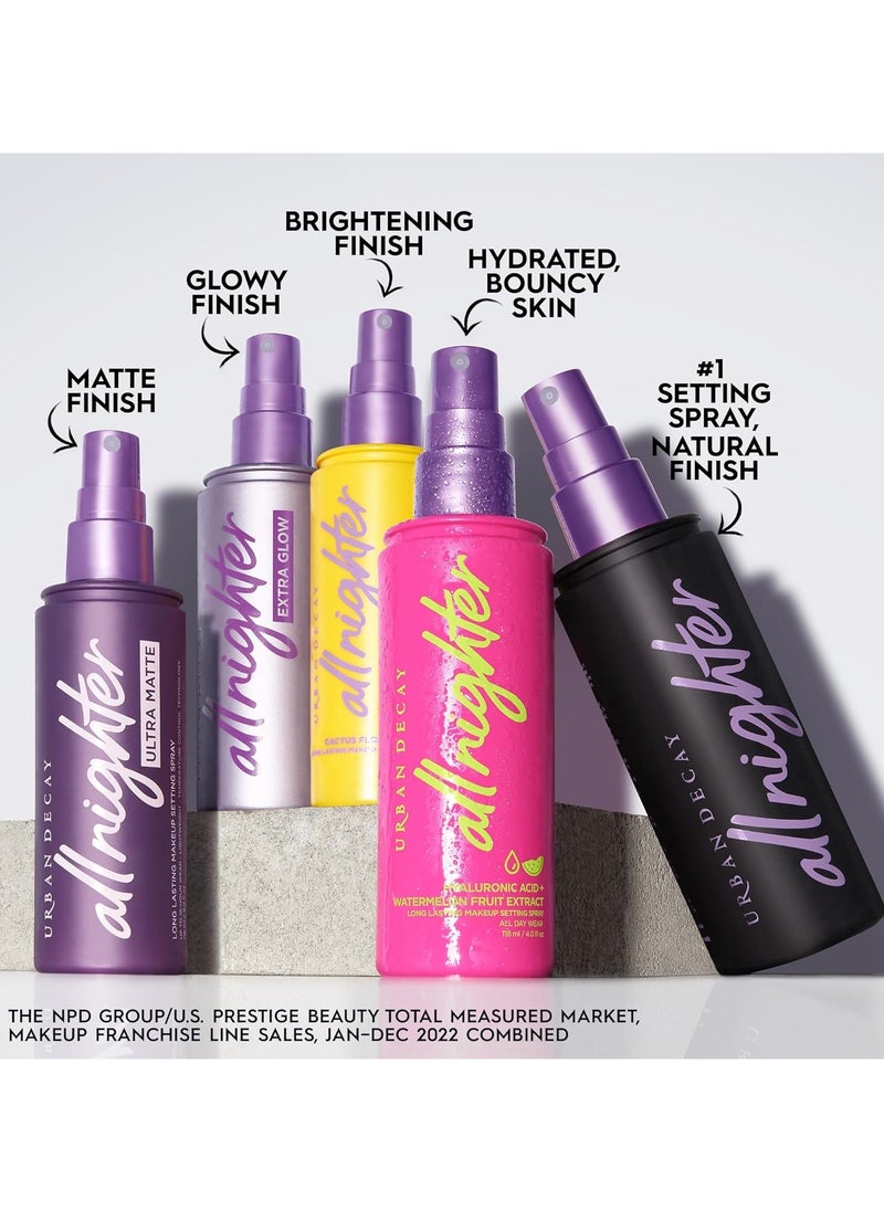 URBAN DECAY All Nighter Long-Lasting Makeup Setting Spray - Award-Winning Makeup Finishing Spray - Lasts Up To 16 Hours - Oil-Free, Microfine Mist - Non-Drying Formula for All Skin Types - 4.0 fl oz