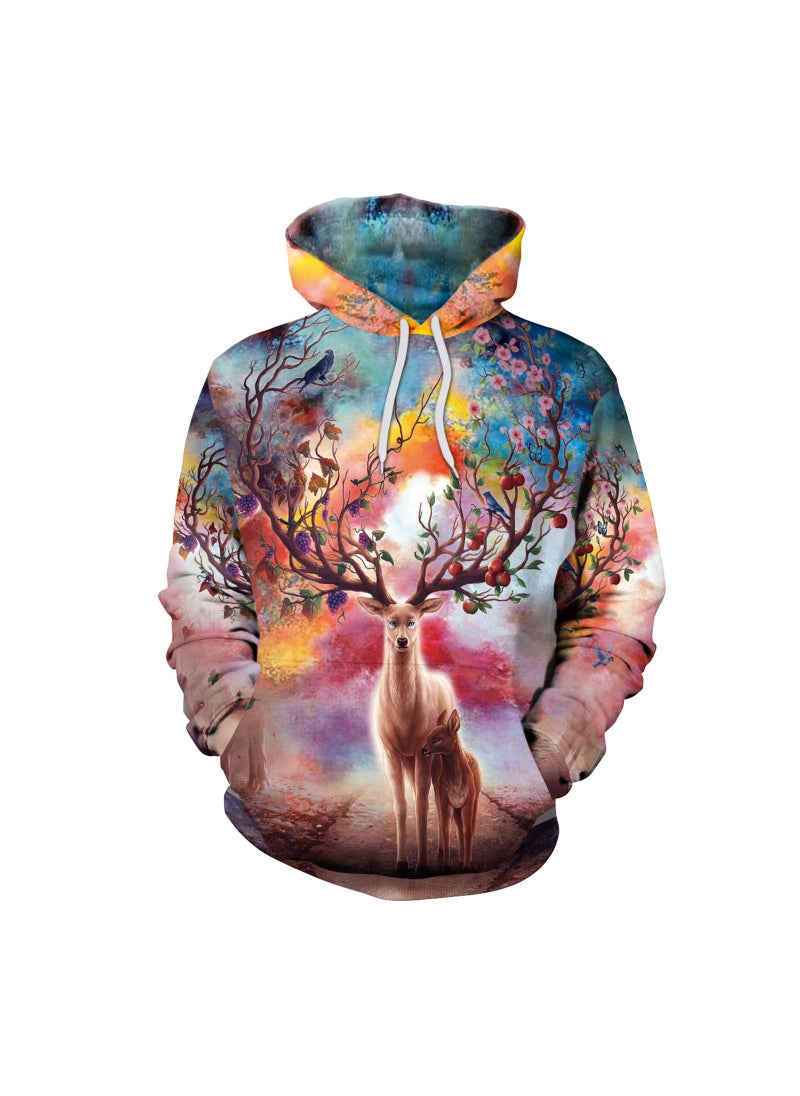 Digital Printed Loose Hooded Sweater